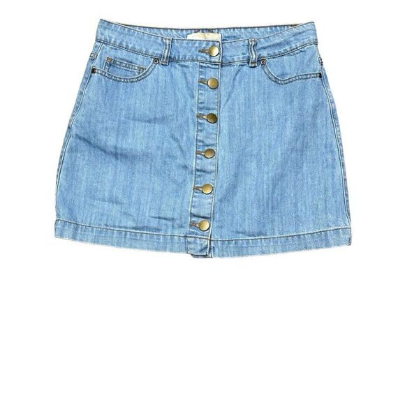 Forever 21 Light Wash Denim Skirt Button Front Size XL - Picture 3 of 9